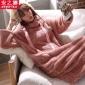 韩版睡衣女秋冬款法兰绒女士睡裙长毛绒加绒保暖睡袍可爱家居服