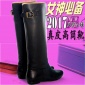 2018冬季鞋靴女靴真皮高筒靴平底长筒靴0912-1女军靴欧美马丁靴子